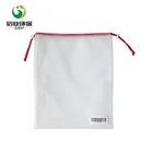 shopping drawstring eco organic cotton mesh produce bag with custom logo