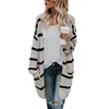 Autumn and winter Women new sweater loose large medium long striped knitted cardigan with wholesale price