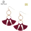 High Quality Gold Jhumka Women Silk Thread Hoop Earring, New Lady Tassel Stud Earring Design Pictures