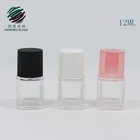 12ml Square Empty Glass Nail Polish Bottle with Round Nail Brush Cap