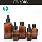 cosmetic packaging square amber 30ml 40ml 50ml essential oil glass bottle with silver pump dropper