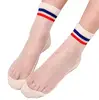 Womens Blue and Red Stripe Ultrathin Transparent Crystal Silk Elastic Socks