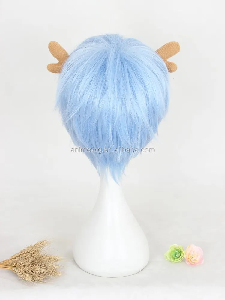 30cm Short Ice Blue Lolita Wig Girls Synthetic Hair Anime Cosplay