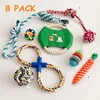 Natural Non Toxic 8 Pack Pet Dog Chew Toy Gift Set Fashion Cheap Interactive Squeaky Rope Knot Teething Latex Dog Toy