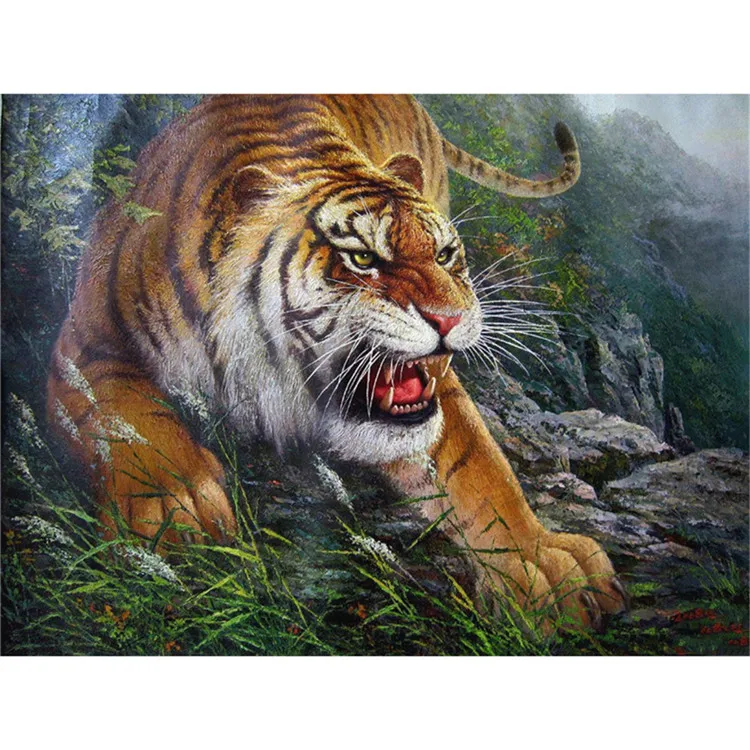 3d 老虎绘画动物墙艺术图片无框图片 diy 钻石绘画