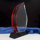 Award Engraved Trophy Custom Made K9 Glass Award Factory Price Engraved K9 Crystal Trophy Red And White Crystal Trophy