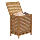 Home bathroom storage basket foldable bamboo laundry hamper with lid