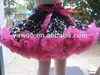 High recommended tutu petti skirt fluffy hot pink chiffon with black and white polka dot for baby gown dance wear party dress