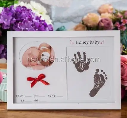 baby handprint footprint picture frame kit wooden