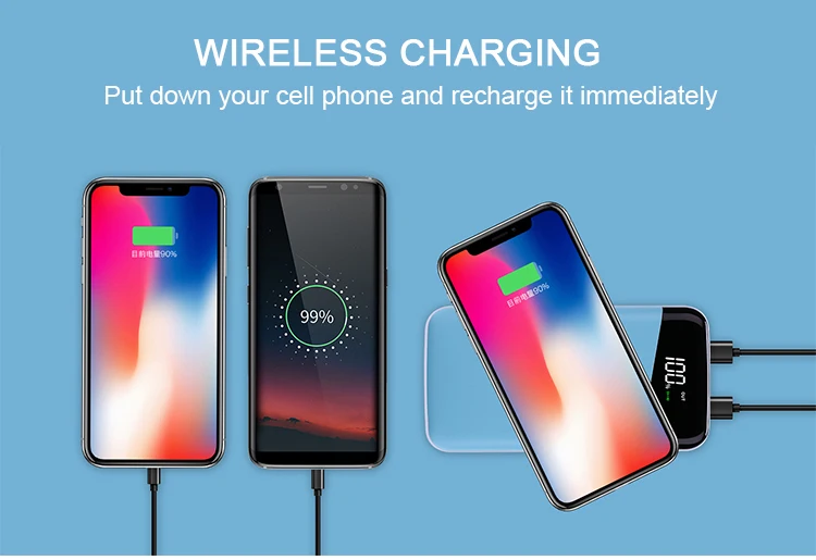 Beautiful Wireless Charging Charger Lithium Battery Cell Power Bank Pink - ANKUX.COM