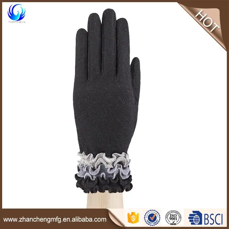 2016 New design ladies handmade wool gloves with low price