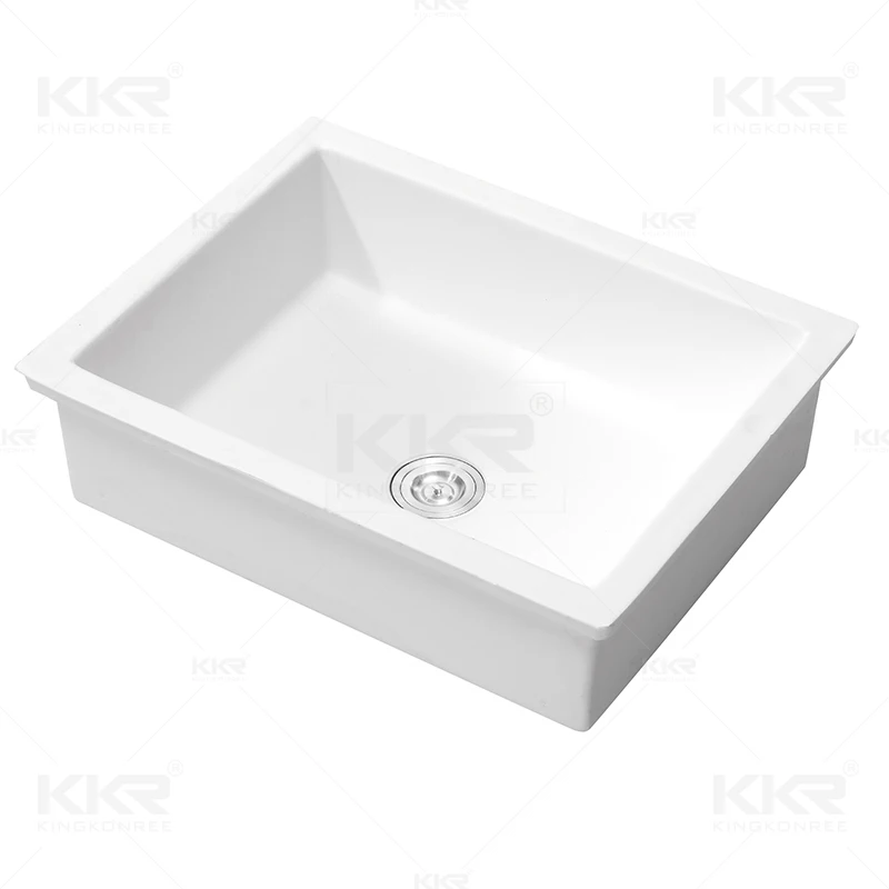 Acrylic Solid Surface Bathroom Furniture White Undermount Corner