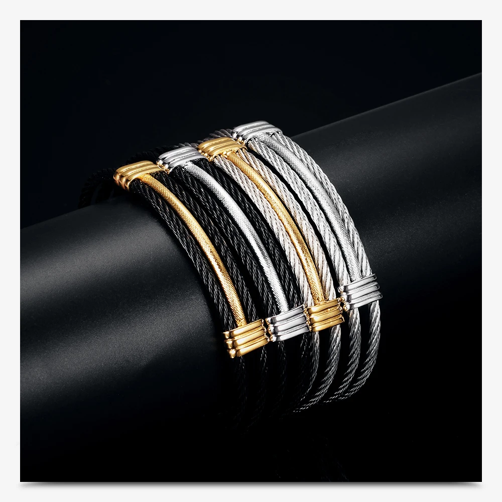 New Arrival Spring Wire Line Colorful Titanium Steel Bracelet Stretch