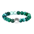 green stripes agates natural stone bracelets women silver dog paw charm bracelet jewelry love gift