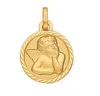 New Design Fashion Angle Pendant, 18k Yellow Gold - Diamond Cut Angel Round Medal Pendant