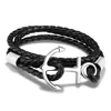 Infinity Black Leather Hook Anchor Bracelet for Men and Women
