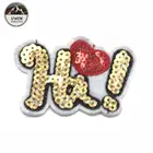 Wholesale Factory Price Hi Letter Sequin Embroidered Patch Good Price and Quality Letter Patches for Garment Accessories