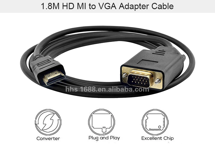 Cold Plated 19 Pin Connector HD MI to VGA Cable 6FT with High Quality PVC Material - ANKUX.COM