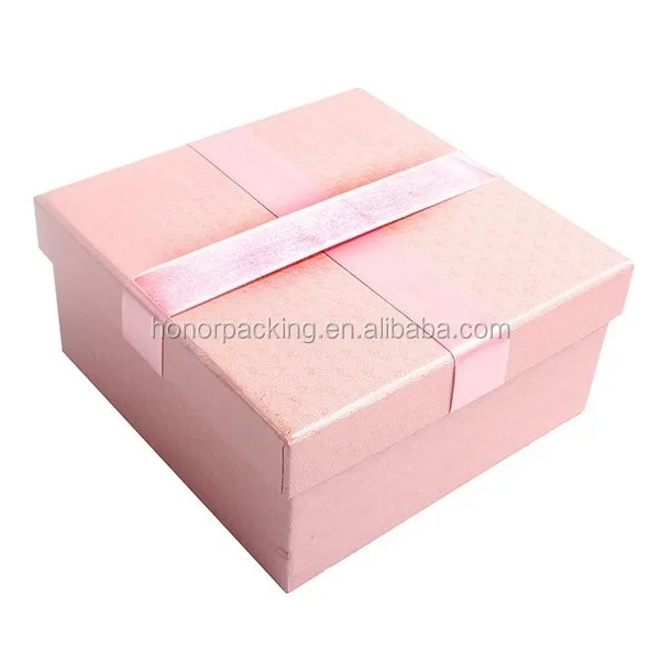hot selling custom made pink for gift hat paper box with ribbon