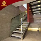 Home Inside Straight Stair Case Modern Indoor Small Space Stairs Stainless Steel Wooden Straight Staircase