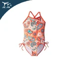 Custom logo printing cute kids swim wear one piece swimsuit for baby girls
