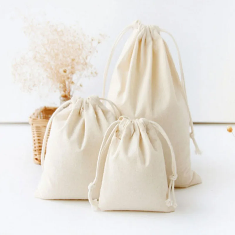 small cotton bags with drawstrings