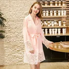 wholesale women bridal sexy satin lace robe