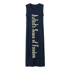 Summer street refreshing style printed letter sleeveless blue 100% cotton dress woman