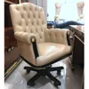 YB69 luxury antique vintage chesterfield leather office chair solid wood leather upholstery Chairs swivel boss office chair