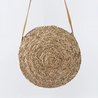 Designer fashion summer handmade woman seagrass straw beach storage bag basket with leather hand