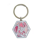 Promotional gift custom hexagon shaped soft enamel metal keychain.