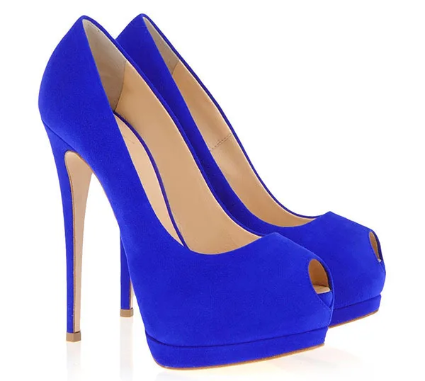 2015 latest bright blue Sexy Peep Toe women pumps Ultra High Platfrom Heels sandals Slip-On Party eyecatching shoes
