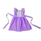 Top quality ruffle sleeve striped boutique wholesale clothing children wear girls seersucker dresses