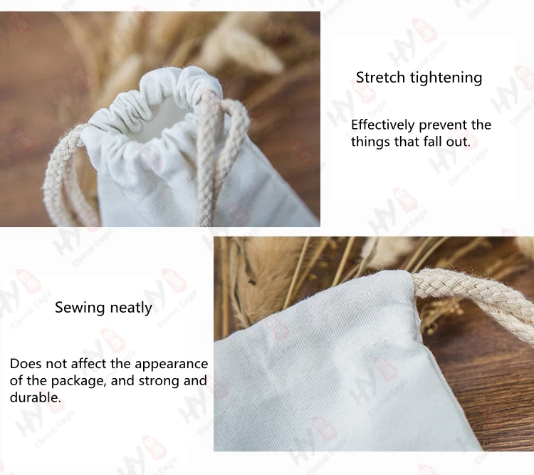 custom white cotton canvas drawstring storage bag