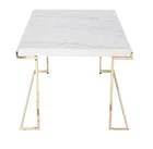 China old city gate metal frame Chinese white marble top coffee table for living room small size