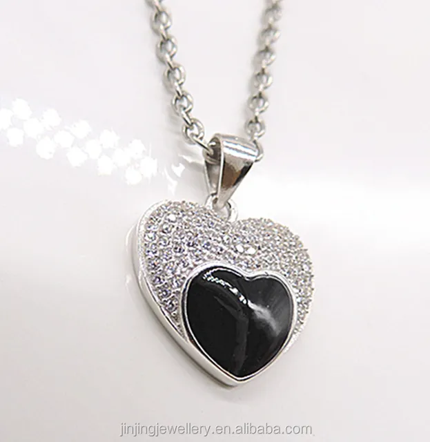 fashion jewelry crystal copper heart shape pendant necklace