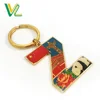 China Factory Gold Plating Soft Enamel with Glitter and Epoxy Split Ring Capital letter Z Jewellery Keychain for student