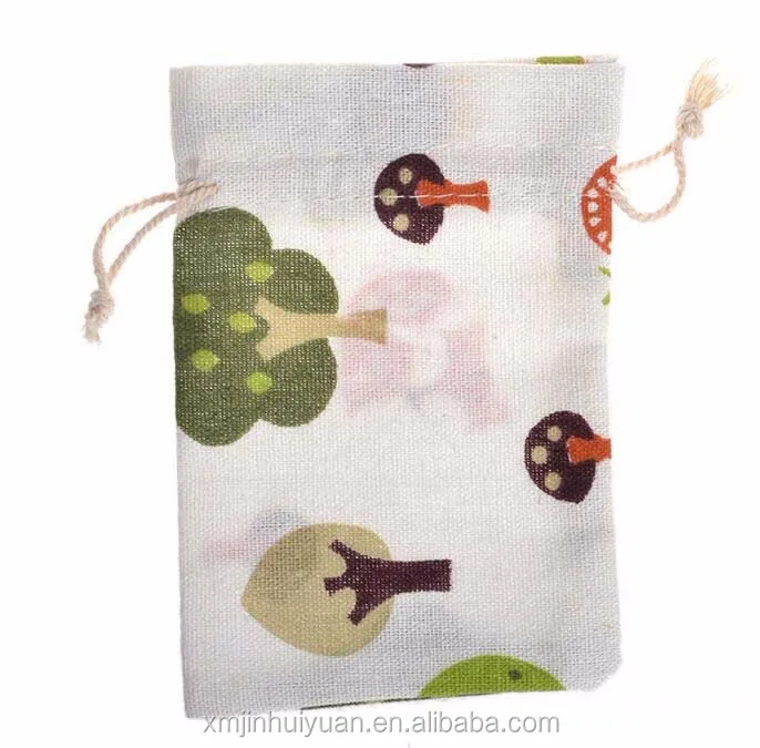 design printed sachet scented drawstring cotton gift pouch bag