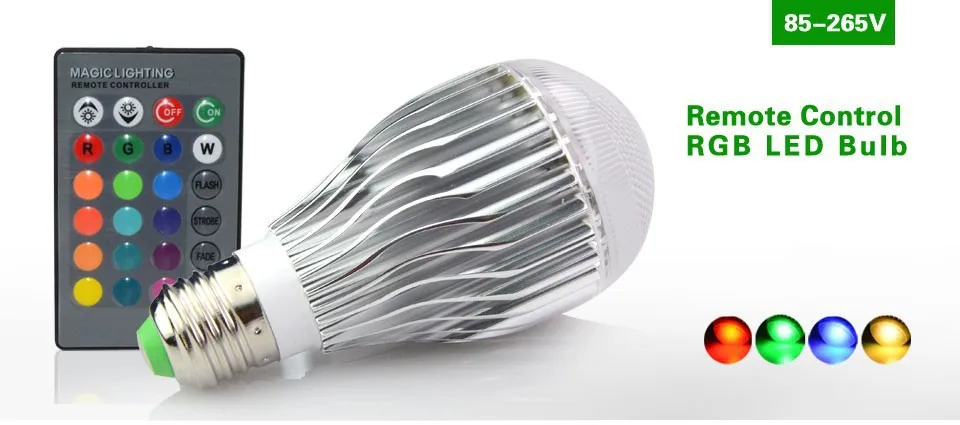 2015 New RGB LED Bulb E27 10W LED Lamp Light Led Spotlight Spot Light 16 Color Changing Dimmable Lampada led AC85-265V 110v 220v