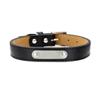 Alloy button cowhide leather moved bottom dog collar with Stainless Steel Dog Tag