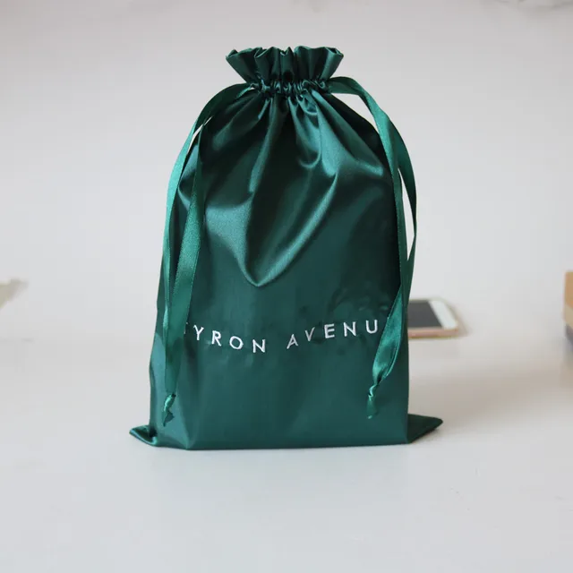 high quality royal blue brocade satin drawstring gift bag with