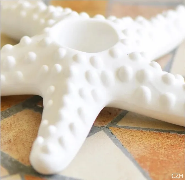 One Pair Creative Ceramic Starfish Candle Holder,Starfish Tea Light