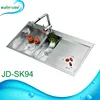 stainless steel 304 kitchen sink with two bowl and drain board hand made high quality