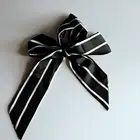 Black and White Stripes Satin Silk Women Hair Scarf Headband