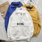 Men pullover half zip hoodies stand collar 100% cotton plain hoodie