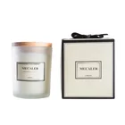 Wholesale Custom Scented Luxury frosted glass candle jar with wood lid