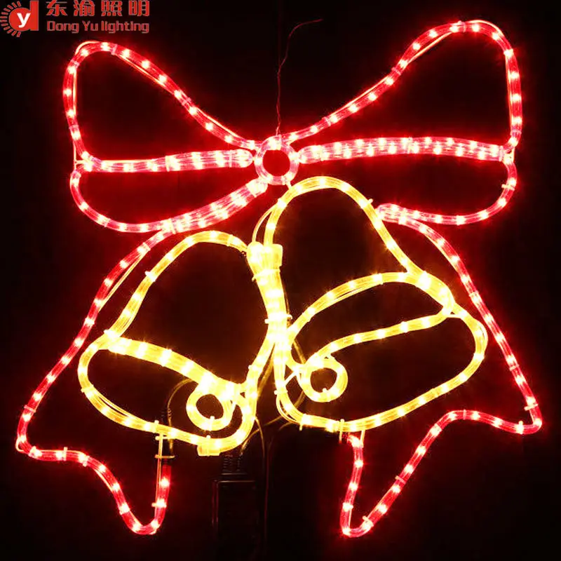 Silhouette Animierte Verbesserte gelb rote weihnachtsglocken licht LED motiv 2d weihnachten ring glocke lichter