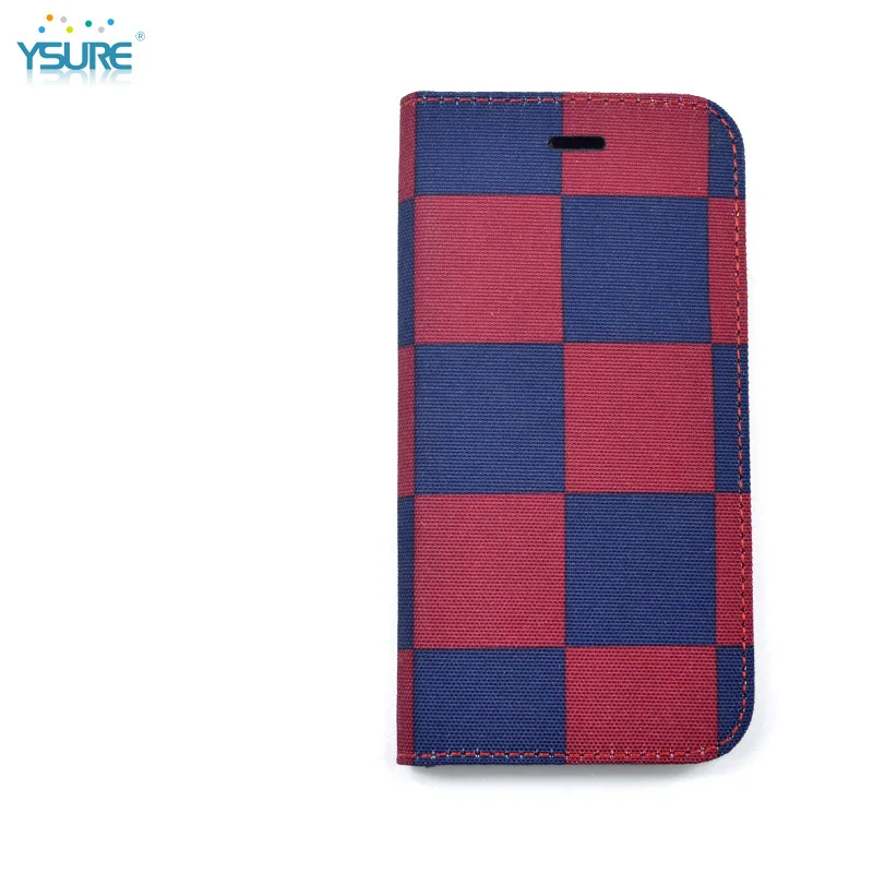 2015 Best Design Hot Sale Denim Grid Pattern Leather Case For Lenovo S850T with Card slots and PVC ID slot