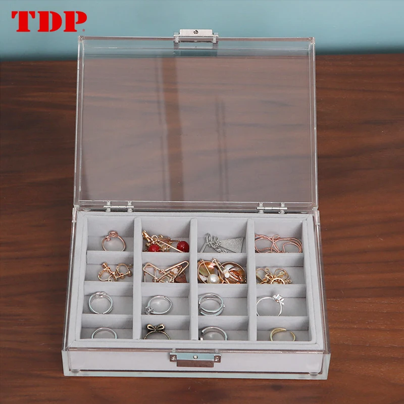 Top Professional supplier clear acrylic jewelry storage box Cosmetics Jewelry Organizer plastic earring box