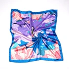 wholesale 60x60cm China manufacturers custom own logo design digital print pink square polyester silk satin scarf for women